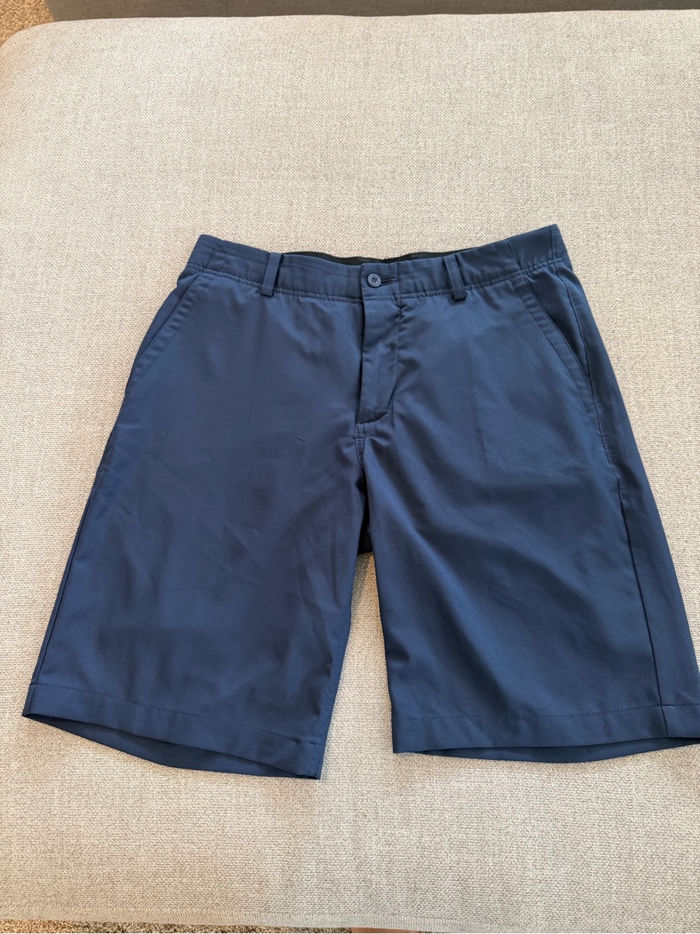 Nike Men's Navy Blue Flat-Front Performance Shorts